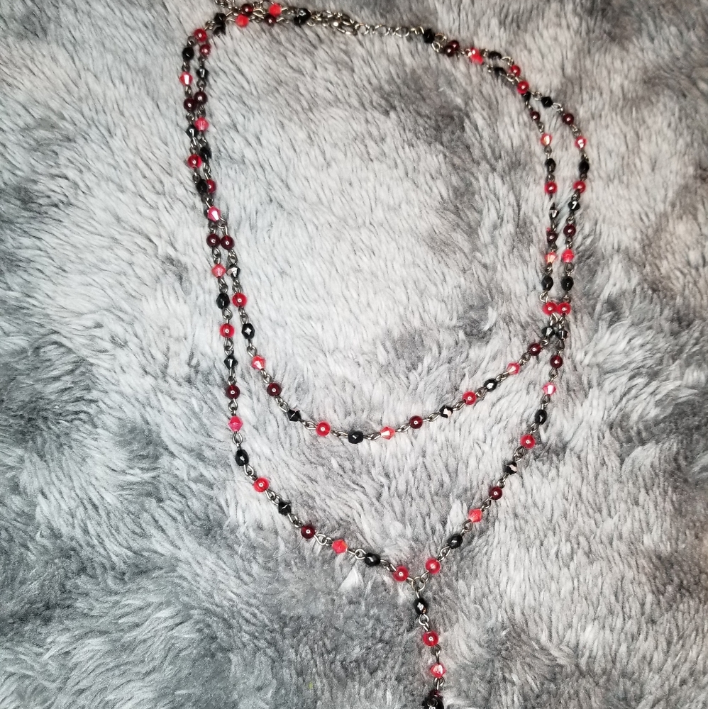 Red and black beaded necklace